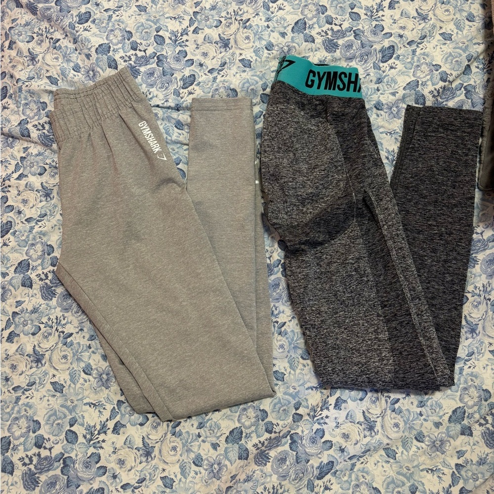 Two pairs of XS gym shark leggings